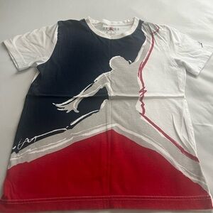 Air Jordan Short Sleeve Tee in White, Black & Red with Jumpman Graphic Cotton